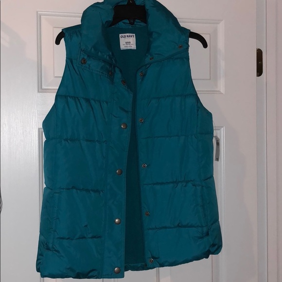 teal puffer vest